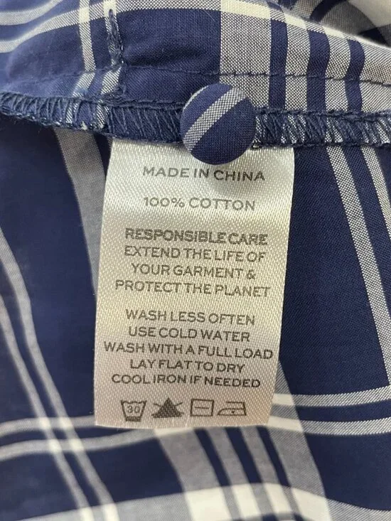 New Hill House Vivi 100% Cotton Plaid Mini Nap Dress Blue White XXS - Picture 8 of 9